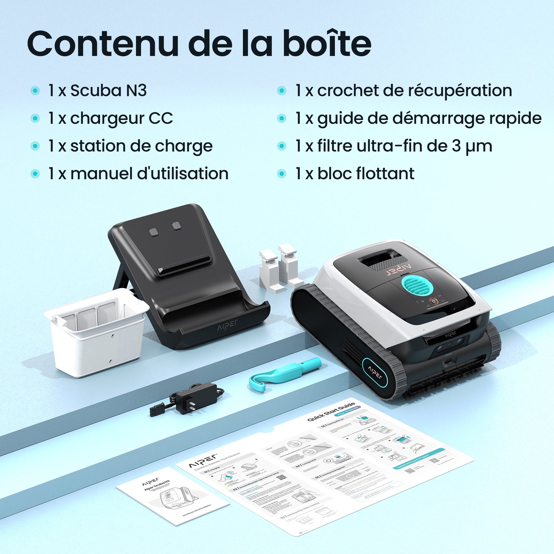 Aiper Scuba N3 Robot nettoyeur de piscine doté d’une IA cognitive