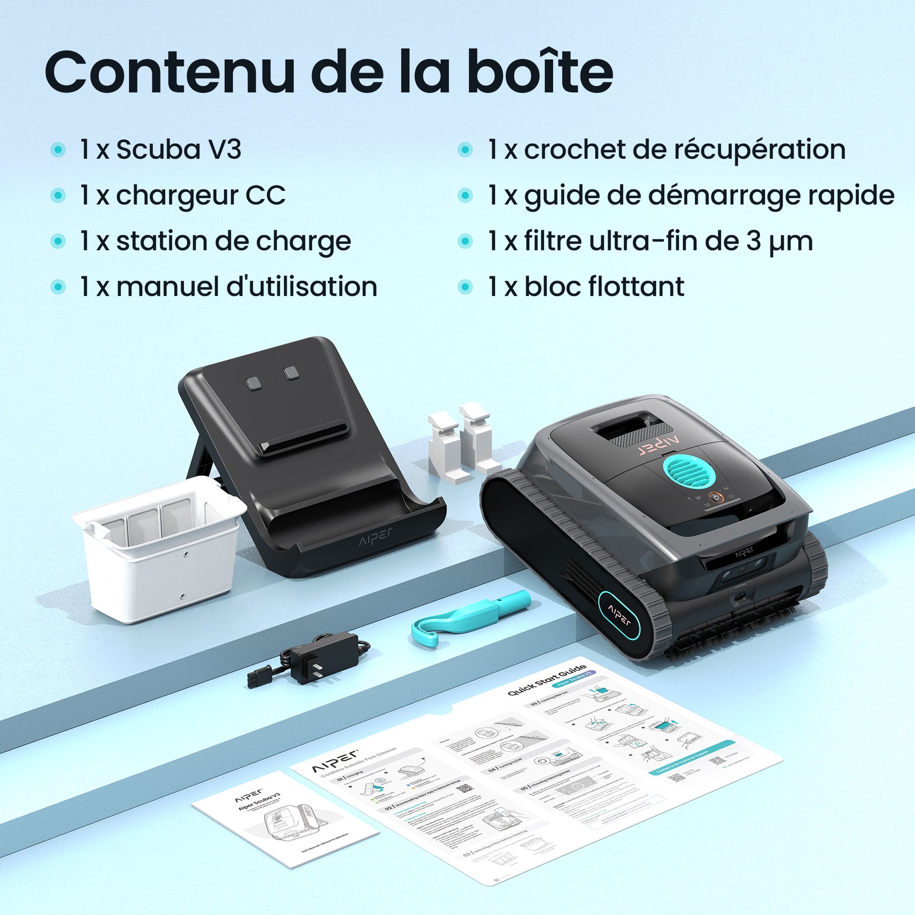Aiper Scuba V3 Robot nettoyeur de piscine doté d’une IA cognitive